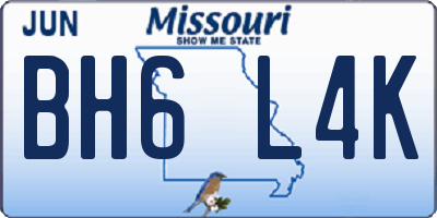 MO license plate BH6L4K
