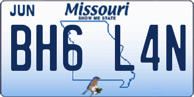 MO license plate BH6L4N