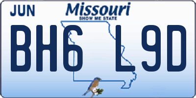 MO license plate BH6L9D