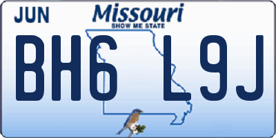 MO license plate BH6L9J