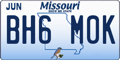 MO license plate BH6M0K