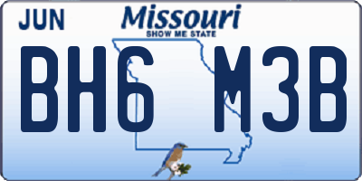 MO license plate BH6M3B