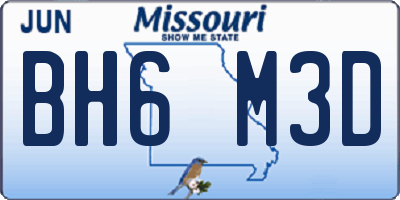 MO license plate BH6M3D