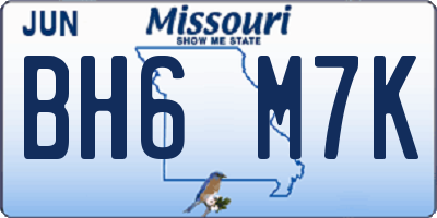 MO license plate BH6M7K
