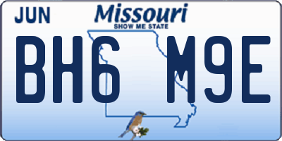 MO license plate BH6M9E