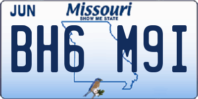 MO license plate BH6M9I