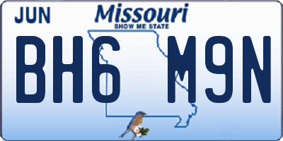 MO license plate BH6M9N