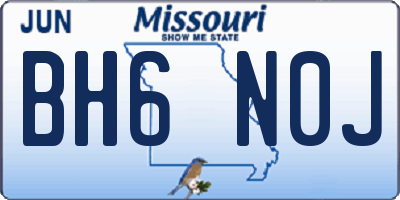 MO license plate BH6N0J