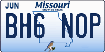 MO license plate BH6N0P