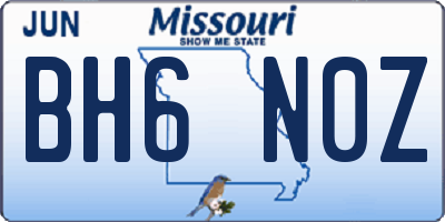 MO license plate BH6N0Z