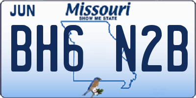 MO license plate BH6N2B