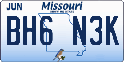 MO license plate BH6N3K
