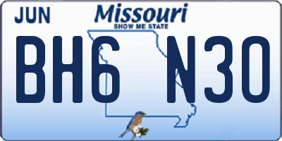 MO license plate BH6N3O