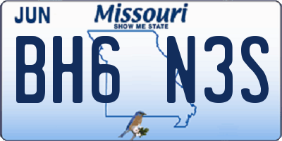 MO license plate BH6N3S