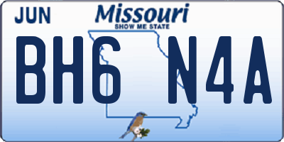MO license plate BH6N4A