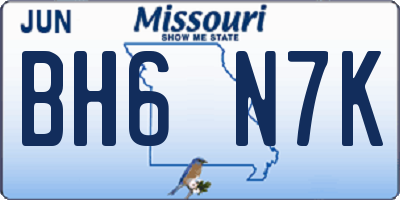 MO license plate BH6N7K