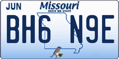 MO license plate BH6N9E