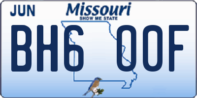 MO license plate BH6O0F