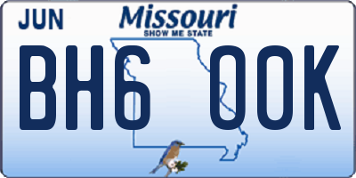 MO license plate BH6O0K