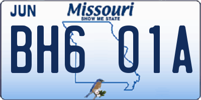 MO license plate BH6O1A