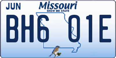 MO license plate BH6O1E