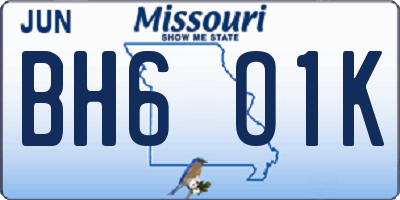 MO license plate BH6O1K