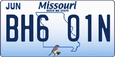 MO license plate BH6O1N