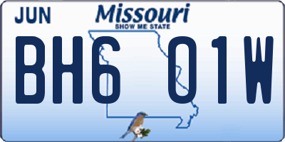 MO license plate BH6O1W