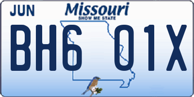 MO license plate BH6O1X