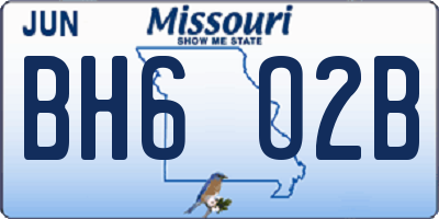 MO license plate BH6O2B