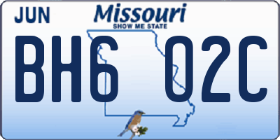 MO license plate BH6O2C