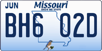 MO license plate BH6O2D