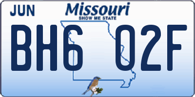 MO license plate BH6O2F