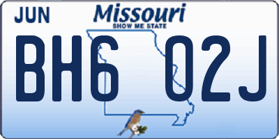 MO license plate BH6O2J