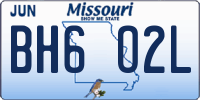 MO license plate BH6O2L