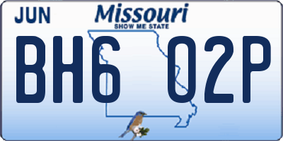MO license plate BH6O2P
