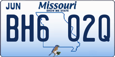 MO license plate BH6O2Q