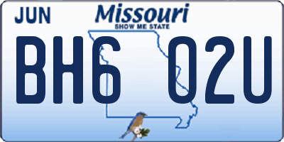MO license plate BH6O2U