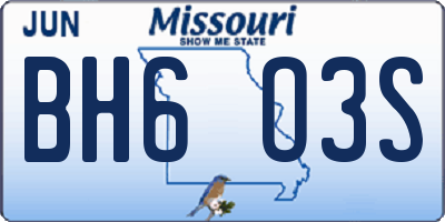 MO license plate BH6O3S