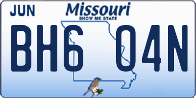 MO license plate BH6O4N