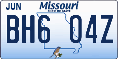 MO license plate BH6O4Z