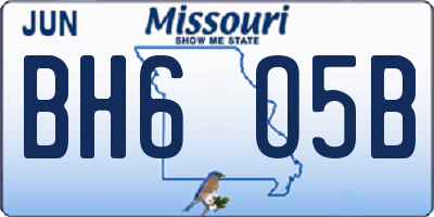 MO license plate BH6O5B