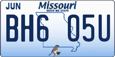 MO license plate BH6O5U