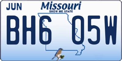 MO license plate BH6O5W