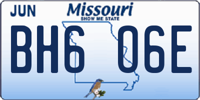 MO license plate BH6O6E