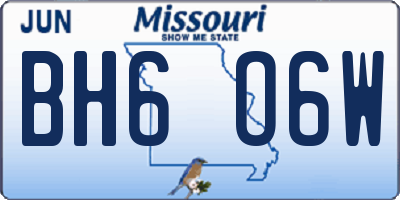 MO license plate BH6O6W