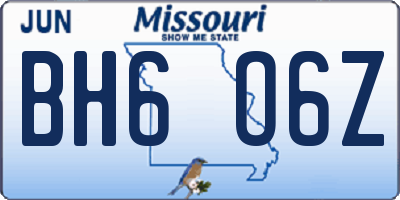 MO license plate BH6O6Z