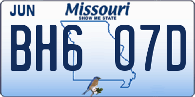 MO license plate BH6O7D