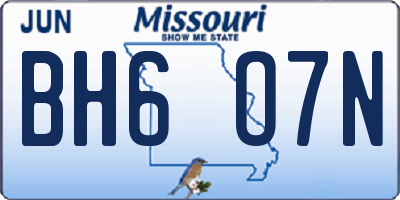 MO license plate BH6O7N