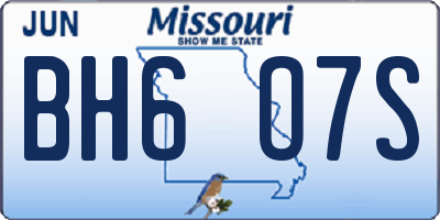 MO license plate BH6O7S